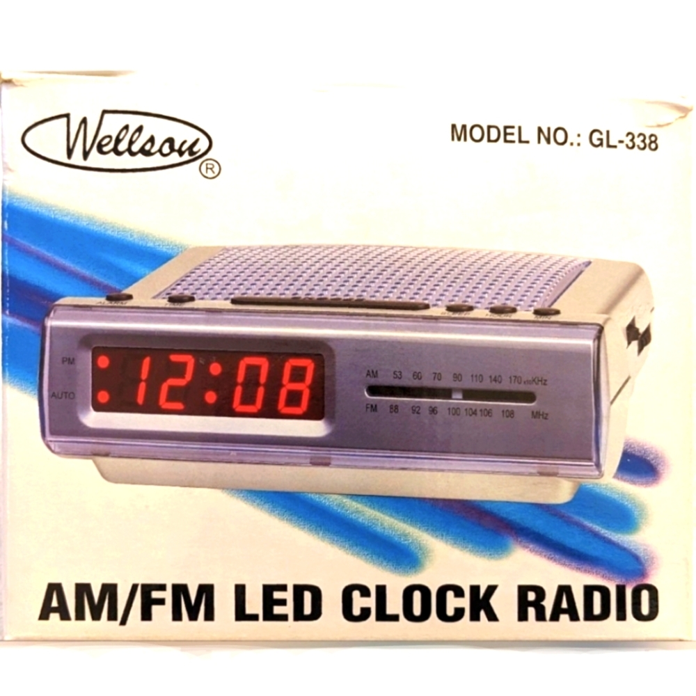 📻🆕 AM FM LED Clock  Radio, Gray & Blue Black NWOT